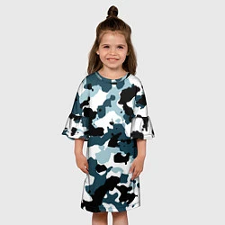 Платье клеш для девочки Камуфляж зимний: пятна, цвет: 3D-принт — фото 2