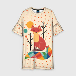 Платье клеш для девочки Осенняя лисичка, цвет: 3D-принт