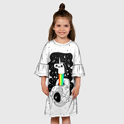Платье клеш для девочки Единорог астронавт, цвет: 3D-принт — фото 2