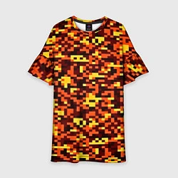 Платье клеш для девочки Камуфляж пиксельный: оранжевый/желтый, цвет: 3D-принт