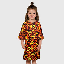 Платье клеш для девочки Камуфляж пиксельный: оранжевый/желтый, цвет: 3D-принт — фото 2