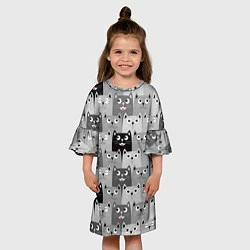 Платье клеш для девочки Котейки, цвет: 3D-принт — фото 2