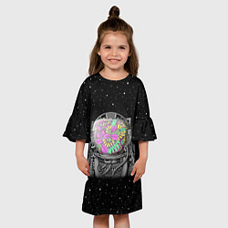 Платье клеш для девочки Цветочный астонавт, цвет: 3D-принт — фото 2
