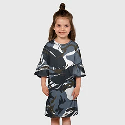 Платье клеш для девочки Камуфляж пятнистый: темно-синий/белый, цвет: 3D-принт — фото 2