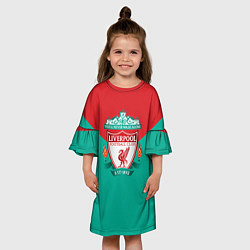 Платье клеш для девочки Liverpool: Green style, цвет: 3D-принт — фото 2