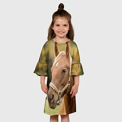 Платье клеш для девочки Взгляд лошади, цвет: 3D-принт — фото 2