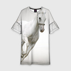 Платье клеш для девочки Белый конь цвета 3D-принт — фото 1