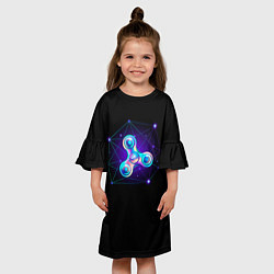 Платье клеш для девочки Space spinner, цвет: 3D-принт — фото 2