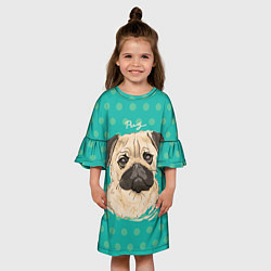 Платье клеш для девочки Pug Mops, цвет: 3D-принт — фото 2