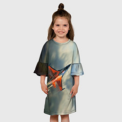 Платье клеш для девочки Красный F16, цвет: 3D-принт — фото 2
