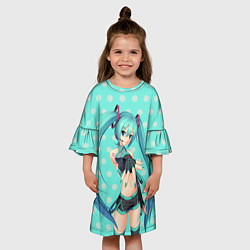 Платье клеш для девочки Hatsune Miku, цвет: 3D-принт — фото 2