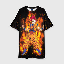 Платье клеш для девочки Fire Goku, цвет: 3D-принт