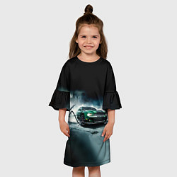 Платье клеш для девочки Призрачный Ford Mustang, цвет: 3D-принт — фото 2