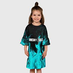Платье клеш для девочки R6S: Turquoise Flame, цвет: 3D-принт — фото 2