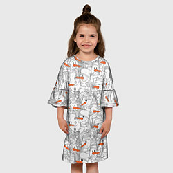 Платье клеш для девочки Зимние снеговики, цвет: 3D-принт — фото 2