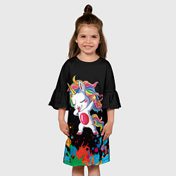 Платье клеш для девочки Малыш-единорог, цвет: 3D-принт — фото 2