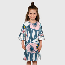 Платье клеш для девочки Нежная геометрия, цвет: 3D-принт — фото 2
