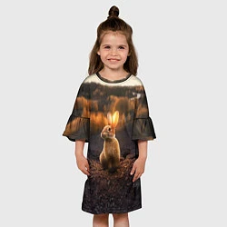 Платье клеш для девочки Солнечный зайчик, цвет: 3D-принт — фото 2