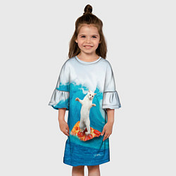 Платье клеш для девочки Кот-серфер, цвет: 3D-принт — фото 2