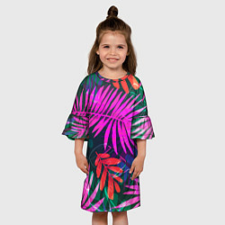 Платье клеш для девочки Неоновые тропики, цвет: 3D-принт — фото 2