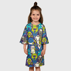 Платье клеш для девочки Маленькие монстры, цвет: 3D-принт — фото 2