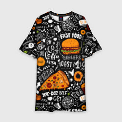 Платье клеш для девочки Fast Food, цвет: 3D-принт