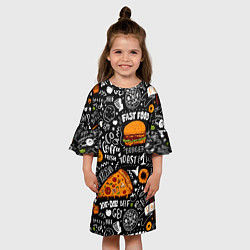 Платье клеш для девочки Fast Food, цвет: 3D-принт — фото 2