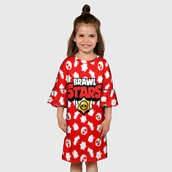Платье клеш для девочки Brawl Stars: Red & White, цвет: 3D-принт — фото 2