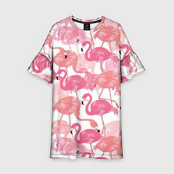 Платье клеш для девочки Рай фламинго, цвет: 3D-принт