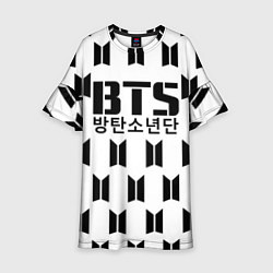 Платье клеш для девочки BTS: White Pattern, цвет: 3D-принт