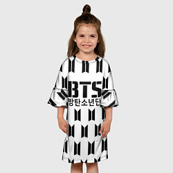 Платье клеш для девочки BTS: White Pattern, цвет: 3D-принт — фото 2