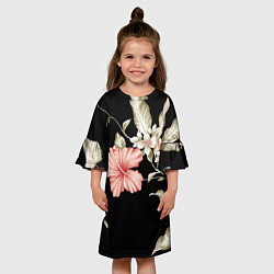 Платье клеш для девочки Красивые Цветочки, цвет: 3D-принт — фото 2