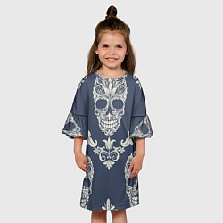 Платье клеш для девочки Череп из узоров, цвет: 3D-принт — фото 2