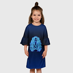 Платье клеш для девочки Знаки Зодиака Дева, цвет: 3D-принт — фото 2
