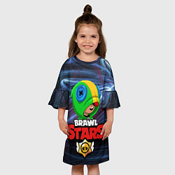 Платье клеш для девочки Brawl Stars - Leon, цвет: 3D-принт — фото 2