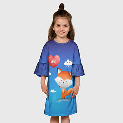Платье клеш для девочки Милый лисенок, цвет: 3D-принт — фото 2