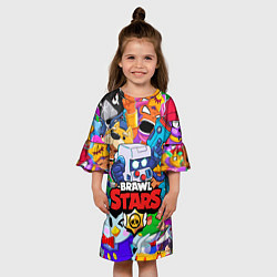 Платье клеш для девочки BRAWL STARS 8-BIT, цвет: 3D-принт — фото 2