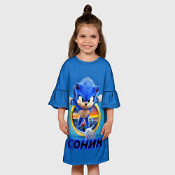 Платье клеш для девочки SONIC цвета 3D-принт — фото 2