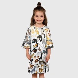 Платье клеш для девочки Котоколлаж 03, цвет: 3D-принт — фото 2