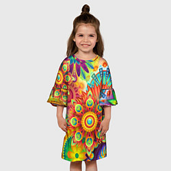 Платье клеш для девочки Психоделия Яркая, цвет: 3D-принт — фото 2