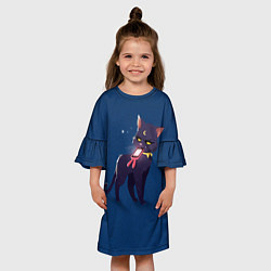 Платье клеш для девочки КИСА С ТЕЛЕФОНОМ, цвет: 3D-принт — фото 2