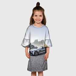 Платье клеш для девочки Mercedes V8 Biturbo, цвет: 3D-принт — фото 2