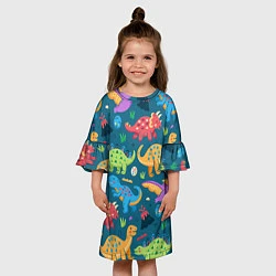 Платье клеш для девочки Арт с динозаврами, цвет: 3D-принт — фото 2