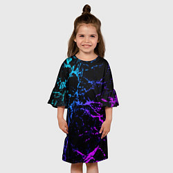 Платье клеш для девочки МРАМОР NEON, цвет: 3D-принт — фото 2