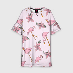 Платье клеш для девочки Розовый фламинго, цвет: 3D-принт