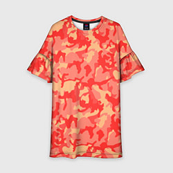 Платье клеш для девочки Оранжевый камуфляж, цвет: 3D-принт