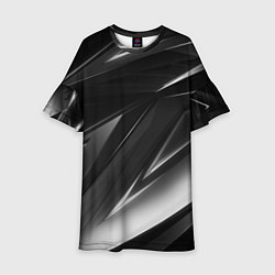 Платье клеш для девочки GEOMETRY STRIPES BLACK & WHITE, цвет: 3D-принт