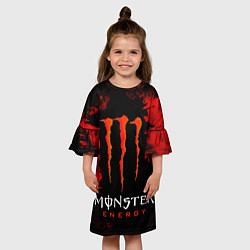 Платье клеш для девочки Red grunge monster energy, цвет: 3D-принт — фото 2