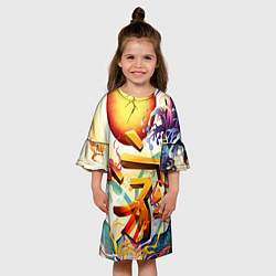 Платье клеш для девочки Dsquared tatoo, цвет: 3D-принт — фото 2