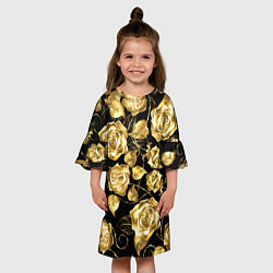Платье клеш для девочки Golden Roses, цвет: 3D-принт — фото 2